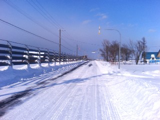 Schneezäunen in Oyafuru (Winter)