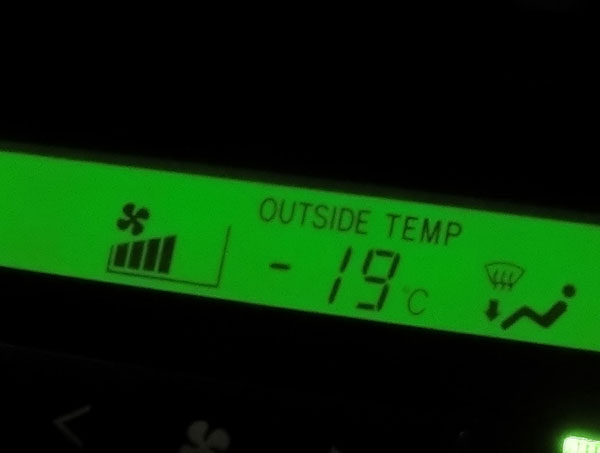 Minus 19 degrees Celsius