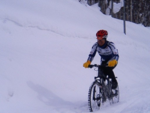 Mr.Takahashi with snow dust