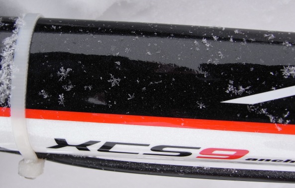 Snow crystals on the Tesseract's bike